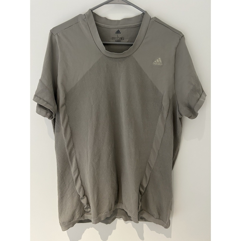 Adidas Running T-Shirt Gray Athletic Performance Tee Size Large